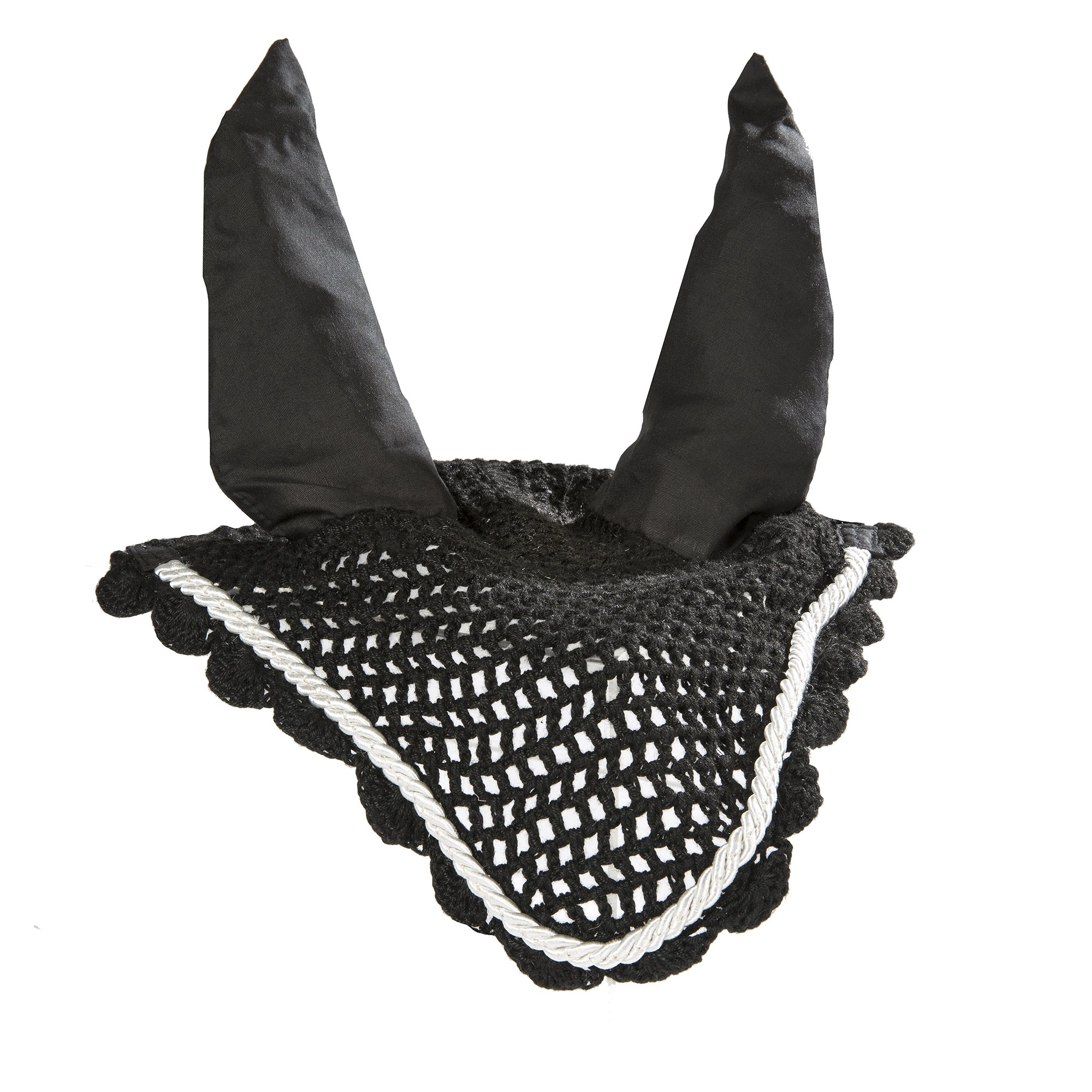 Intrepid International All Crochet Fly Veil with Ears - Breathable Horse Riding Fly Mask for Summer Protection - Perfect for Equestrian Training, Trail Riding, and Stable Use