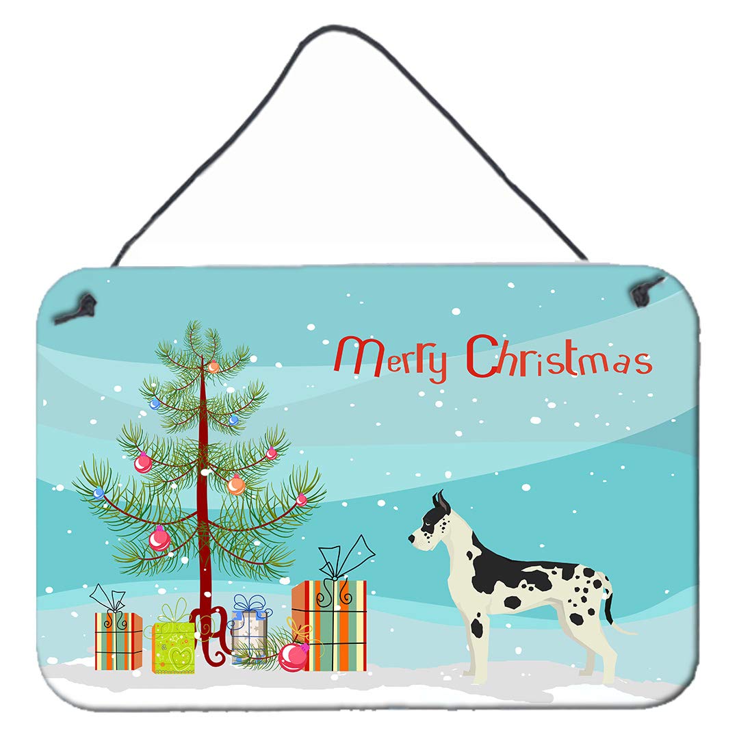 Caroline's Treasures CK3542DS812 Great Dane Christmas Tree Metal Wall Art - 8x12 Inch Aluminum Sign for Kitchen, Bar, Bathroom & Home Decor - Holiday Dog Lover Gift for Pet Owners - Perfect for Festive Indoor Wall or Door Hanging