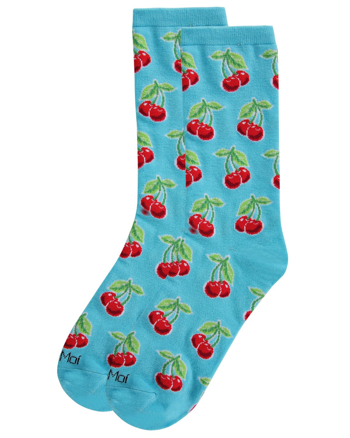 MeMoi Cherries Rayan Blend Crew Socks - Soft Cotton Casual Socks for Women & Men - Perfect for Everyday Wear, Work, and Home Comfort