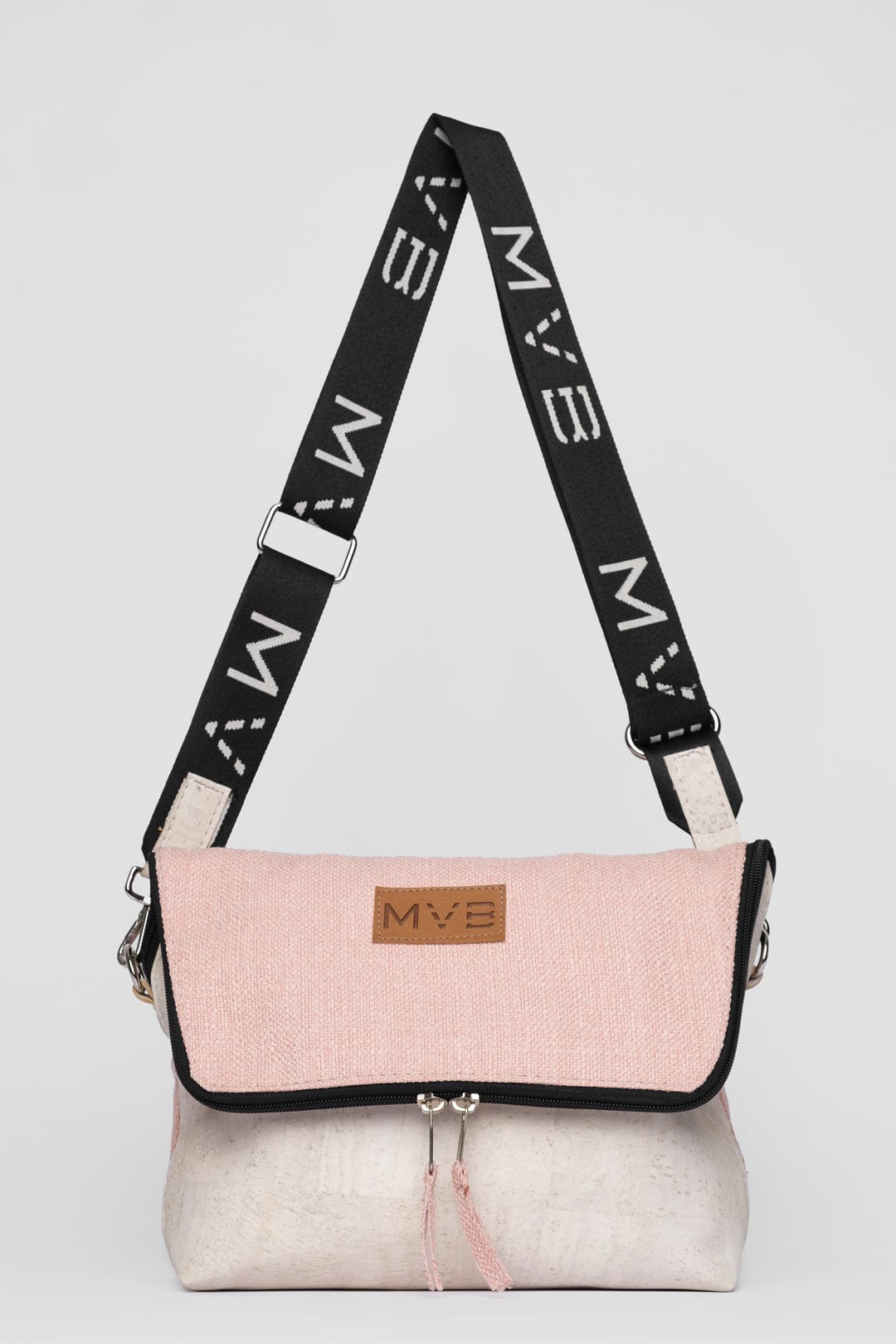 Vegan Crossbody Bag for Women - Summer Canvas & Cork Flop Shoulder Purse in Soft Pink | Perfect for Beach, Travel & Casual Outings