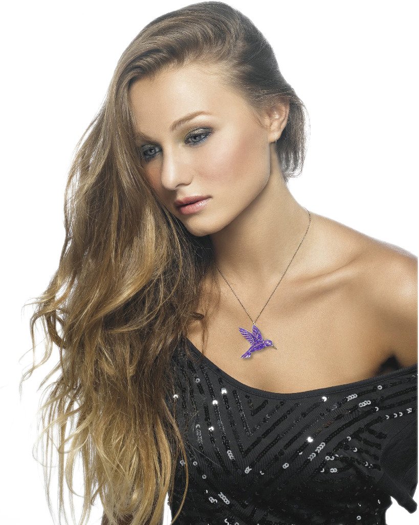 925 Sterling Silver Hummingbird Necklace - Handmade Polymer Clay Bird Pendant Jewelry with 16.5