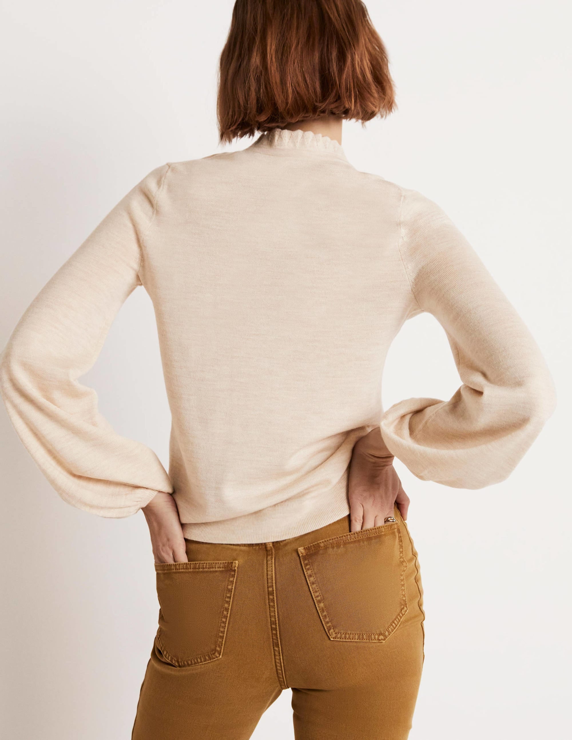 Premium Button Front Merino Wool Sweater in Oatmeal Melange - Soft & Warm Winter Pullover for Men & Women | Perfect for Office, Travel & Casual Outings