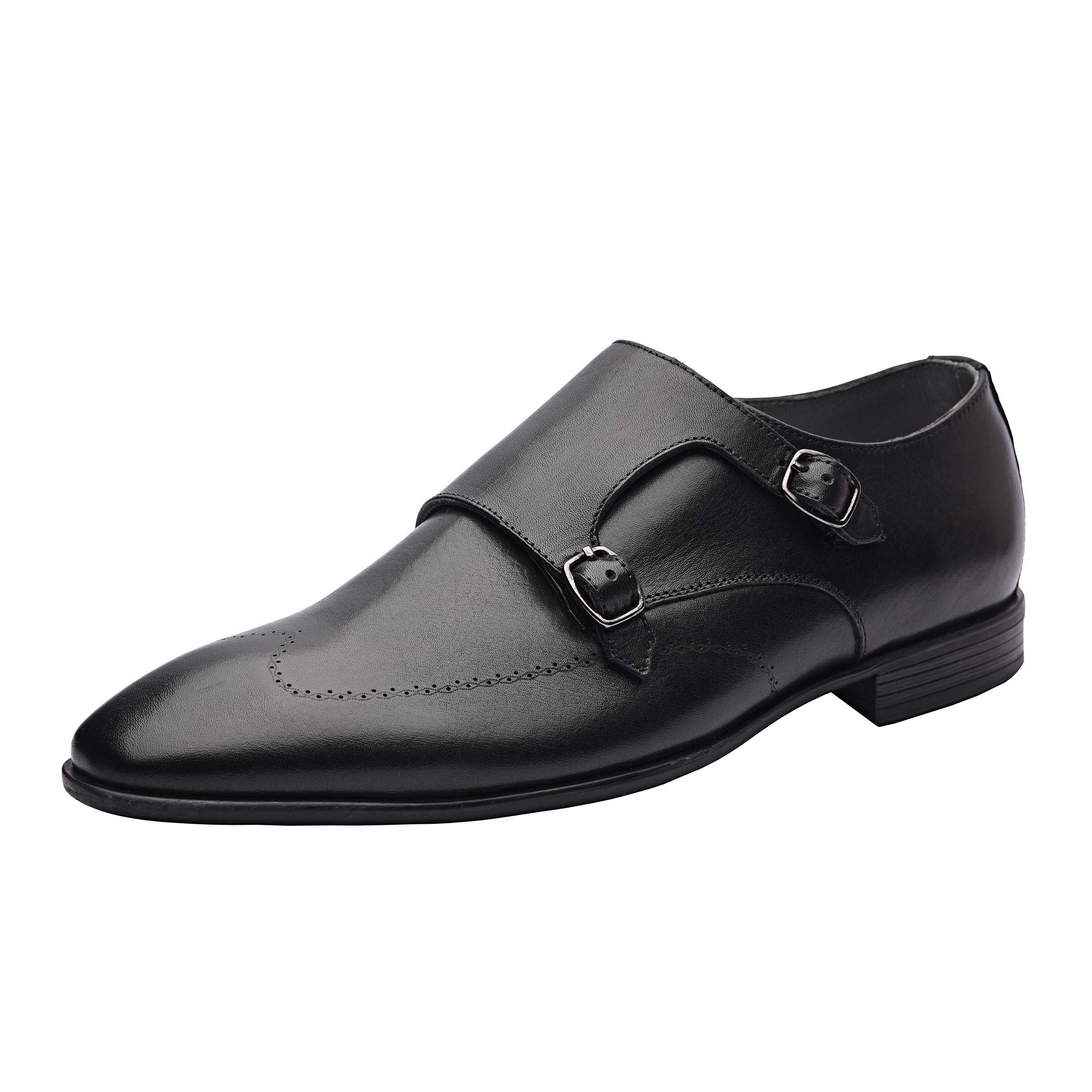Allonsi Genuine Leather Dress Shoes for Men - Handcrafted Monk Strap Oxford Formal Shoes with Comfortable Cushion & Durable Sole | Premium Quality Craftsmanship | Perfect for Business, Office Work & Special Occasions