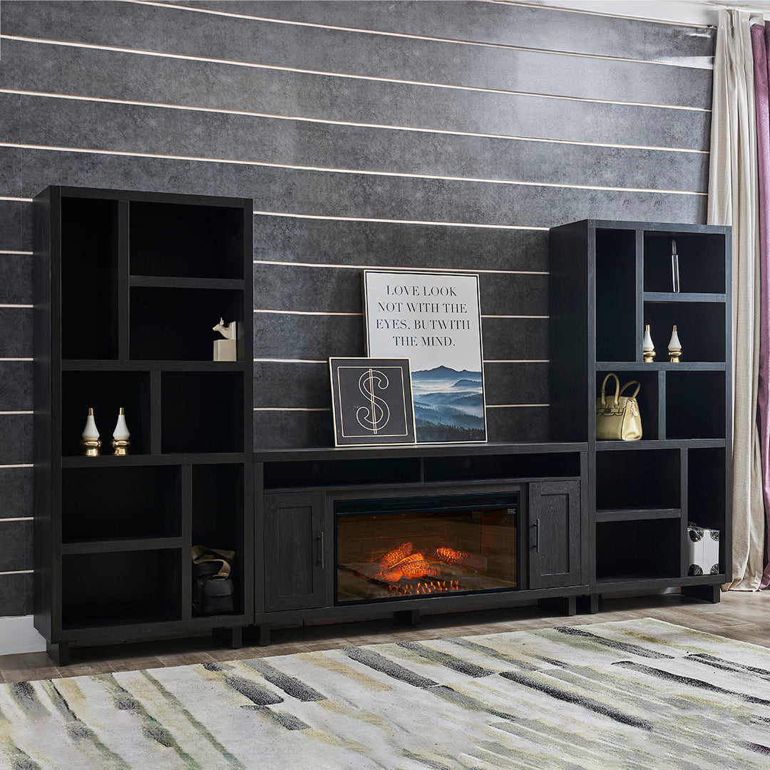 Kent Entertainment Center with Fireplace - Modern TV Stand with Electric Fireplace for Living Room, Bedroom & Home Theater - Perfect for Cozy Winter Nights & Stylish Home Decor