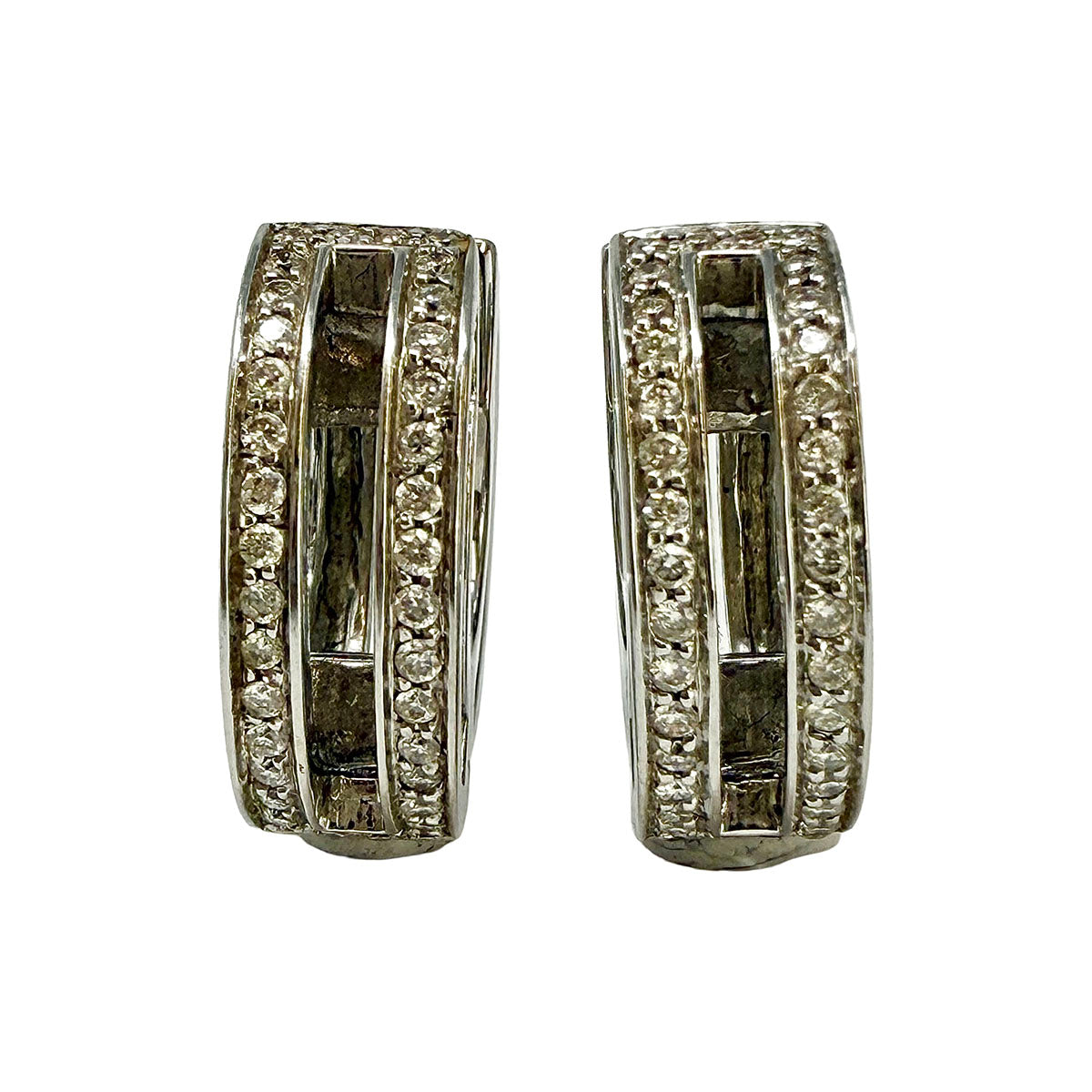 18K White Gold Diamond Hoop Earrings for Women - Elegant Circle Stud Earrings with Sparkling Diamonds - Perfect for Weddings, Parties & Everyday Wear