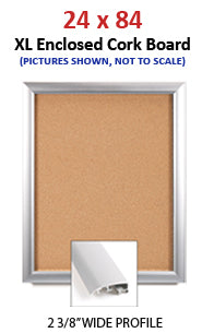 Extra Large 24 x 84 Inch Super Wide Enclosed Cork Bulletin Board with Swing Frames - Perfect for Office, Classroom, or Home Organization & Message Display