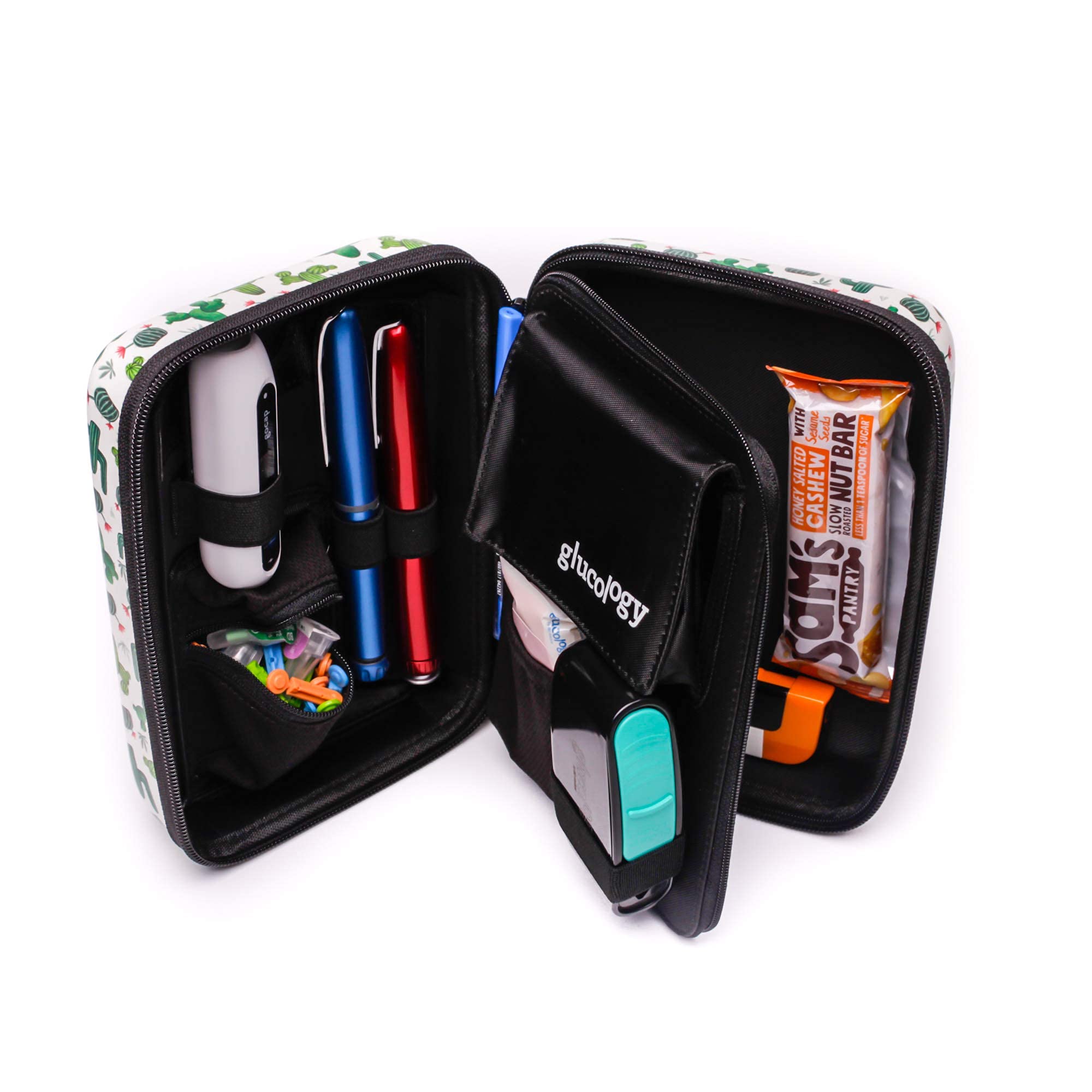 Glucology™ Diabetes Travel Essentials Kit - Cactus Plus Travel Case with 3X Sharps Disposal Containers | Portable Blood Sugar Management for Diabetics on the Go | Perfect for Air Travel, Road Trips & Daily Commute