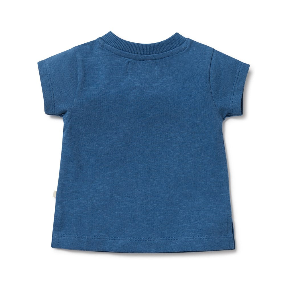 Organic Dark Blue Pocket T-Shirt for Men - Soft Cotton Casual Tee for Everyday Wear, Travel & Outdoor Activities