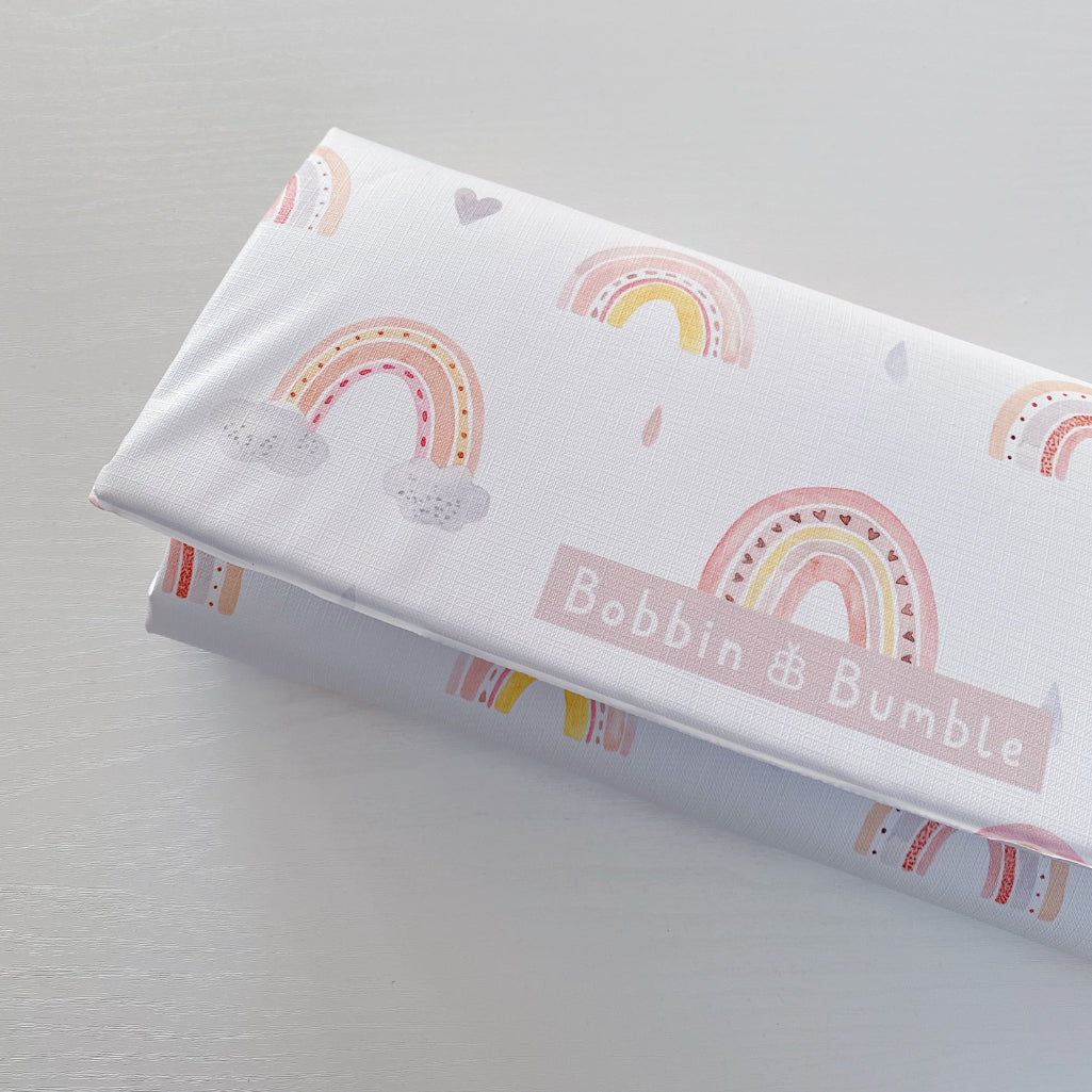 Portable Baby Changing Mat - Waterproof & Foldable Travel Diaper Pad with Pink Rainbow Design for On-the-Go Parents | Perfect for Diaper Bags, Strollers & Airplane Travel