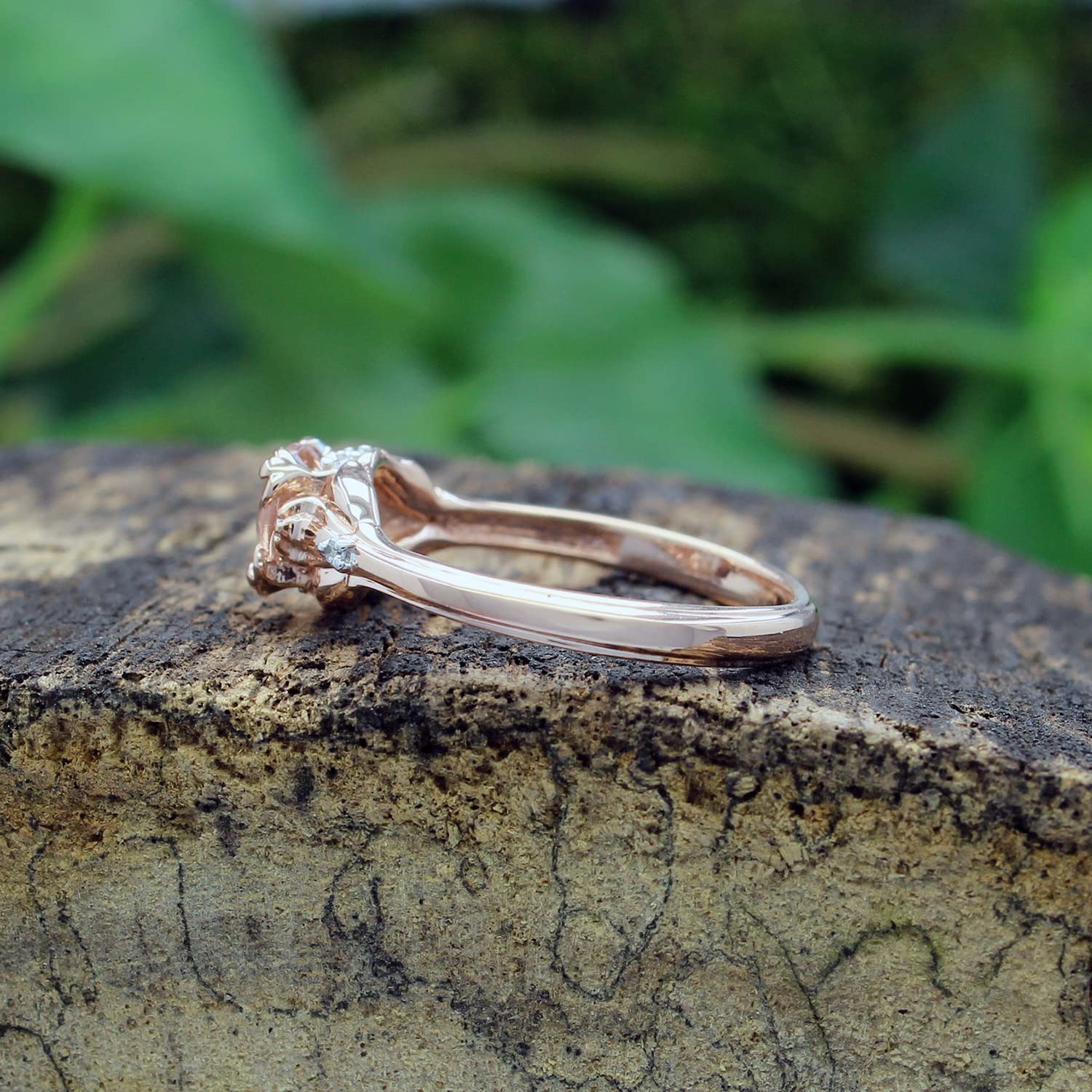 6MM Round Morganite & Diamond Sterling Silver Ring | Blush Petal Collection | Engagement, Promise, Anniversary & Wedding Ring | Valentine's Day Gift for Women | Perfect for Proposals, Date Nights & Special Occasions