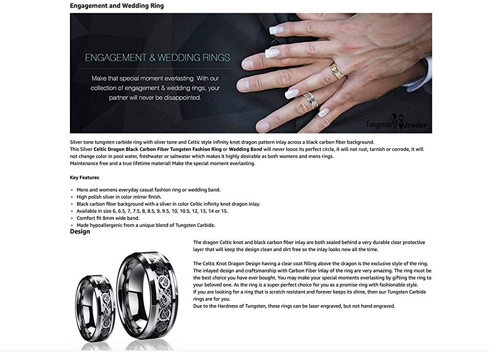 9MM & 7MM Step Edge Black Enamel Celtic Knot Tungsten Carbide Wedding Rings for Men & Women - Free Engraving - Perfect for Anniversaries, Engagements & Couple Matching Bands