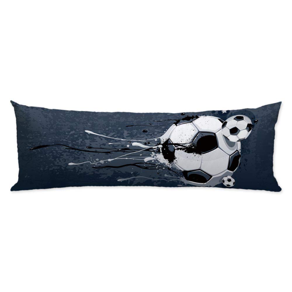 20x54 Inch Football Soccer Body Cushion Pillow Cover with Zipper - Twin Sides Decorative Throw Pillow Case for Athletes - Perfect for Home, Couch, Sofa & Bed Decor | Great Sports Gift for Football Fans