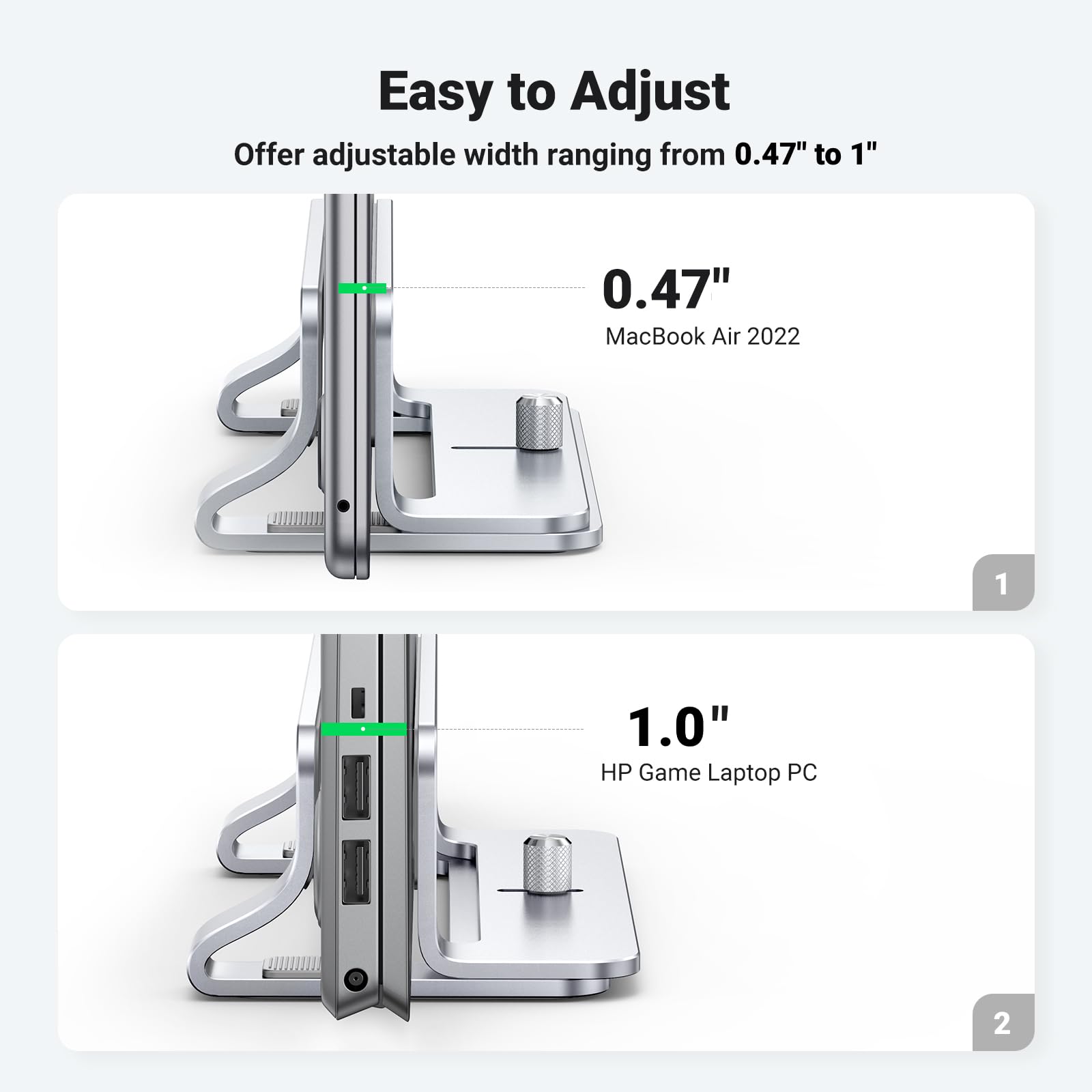 UGREEN Adjustable Vertical Laptop Stand Holder - Aluminum Desktop Organizer for MacBook Pro/Air & 17.3