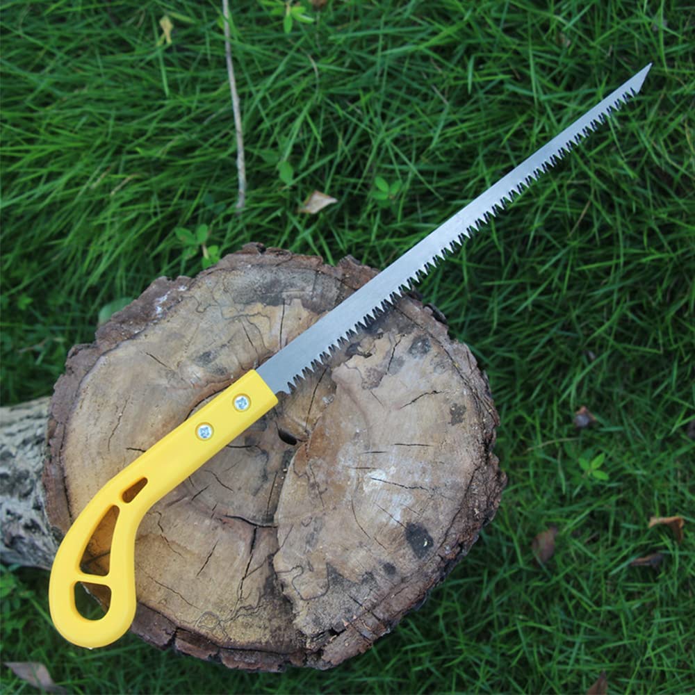 2024 New Outdoor Portable Hand Saw - Mini Wall Panel Rugged Woodworking Small Saw with Bamboo Fine Teeth, Grey-Yellow Handle - Perfect for Camping, Gardening, Pruning & DIY Wood Projects