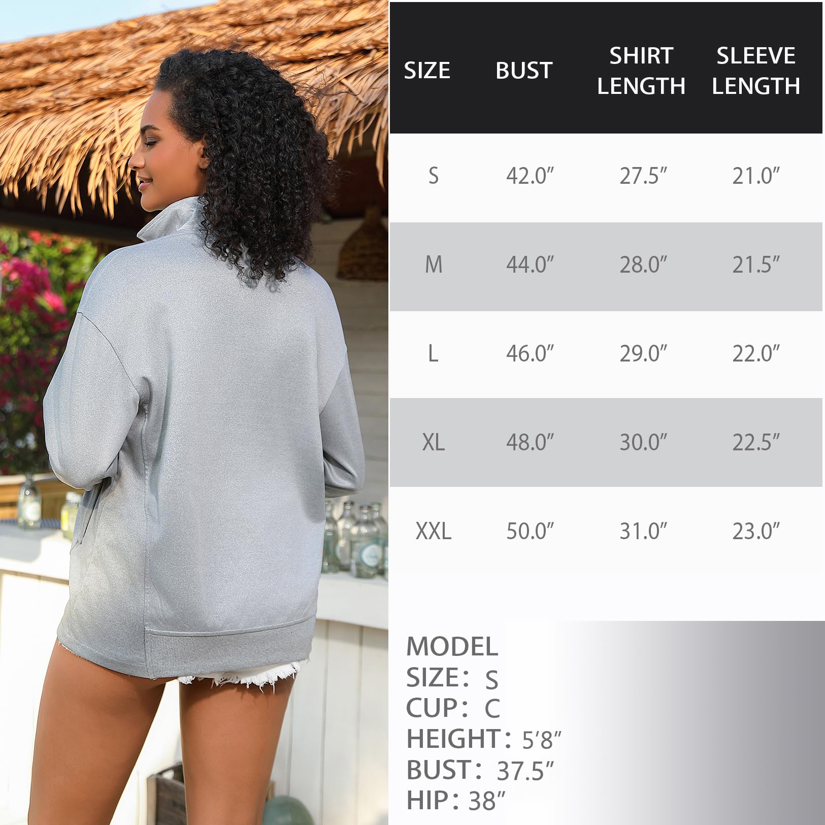 Bhome Maternity Sweatshirt - Half Zip Active Maternity Shirt with Thumbholes & Pockets - Long Sleeve Pullover for Pregnancy Comfort - Perfect for Yoga, Walking & Everyday Wear