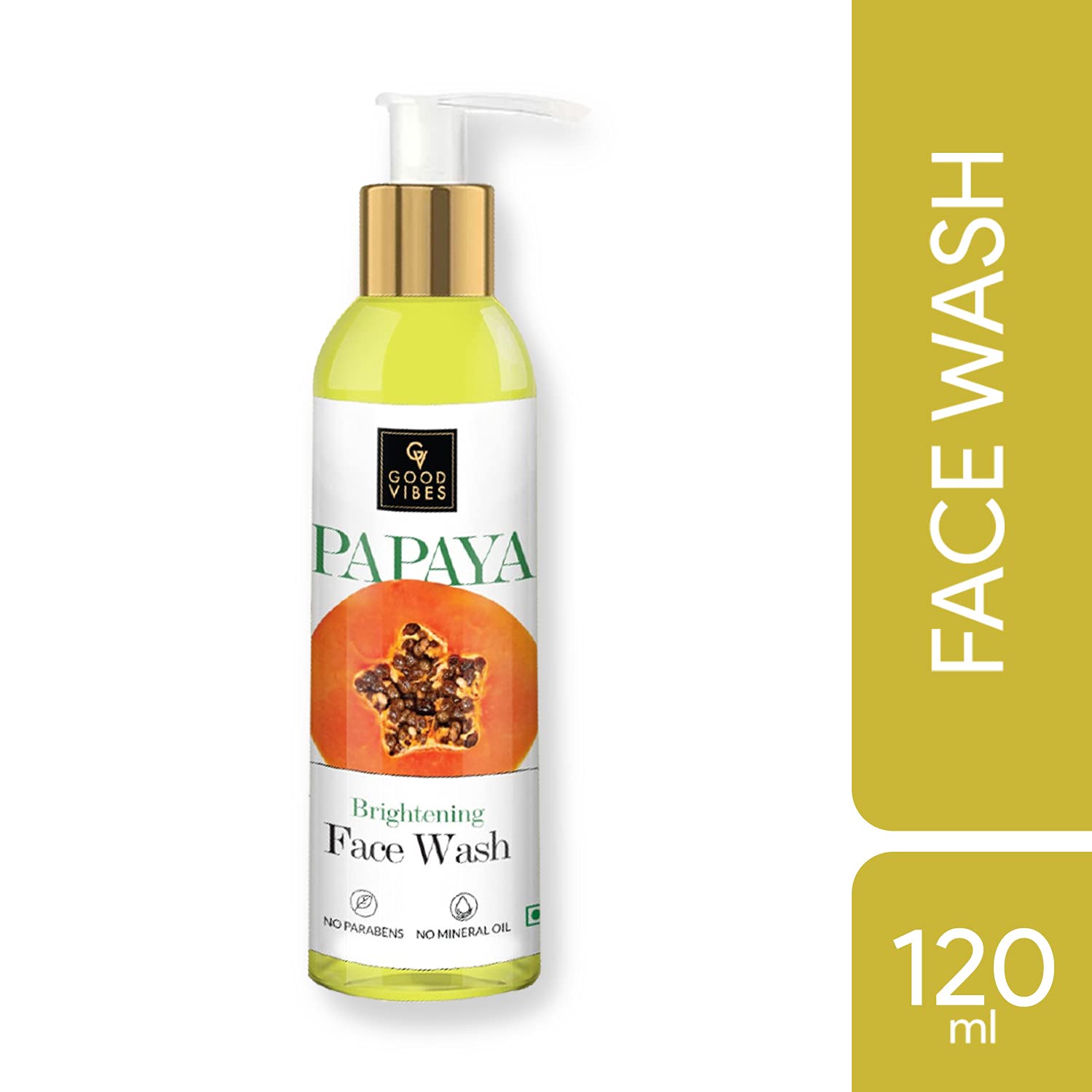 Good Vibes Papaya Brightening Face Wash 120ml - Natural Glow Boosting Cleanser for Radiant Skin | Anti-Aging, Pore Cleansing & Moisturizing Formula | Paraben-Free, Cruelty-Free | Perfect for Daily Skincare Routine & Travel