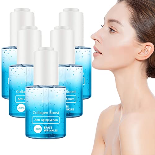 YoungerMe Collagen Boost Anti-Aging Serum - Wrinkle Reducing Face Serum with Collagen for Youthful Skin | Hydrating & Firming Treatment for Day & Night Use | 5-Pack Skincare Set