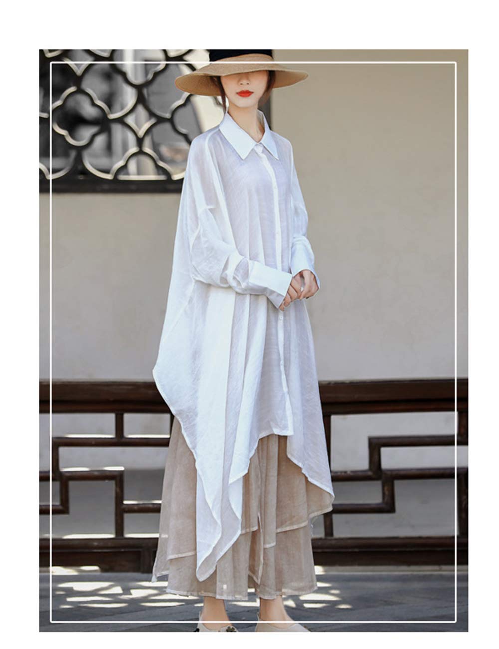 Women's Plus Size Casual Cotton Linen Button Down Shirt Dress with High Low Irregular Hem - Perfect for Office, Beach & Summer Outfits