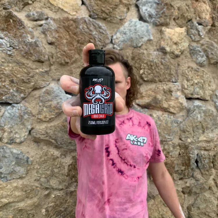 AK 47 Labs Mega Grip Liquid Chalk 250ml - Premium Non-Slip Grip Enhancer for Weightlifting, Rock Climbing & CrossFit - Sweat-Proof & Long-Lasting Performance Chalk for Gym, Powerlifting & Sports Training