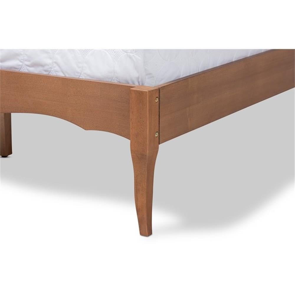 BOWERY HILL Queen Size Bed Frame - Solid Ash Brown Wood Platform Bed with Sturdy Slat Support | Perfect for Modern Bedrooms, Guest Rooms & Master Suites