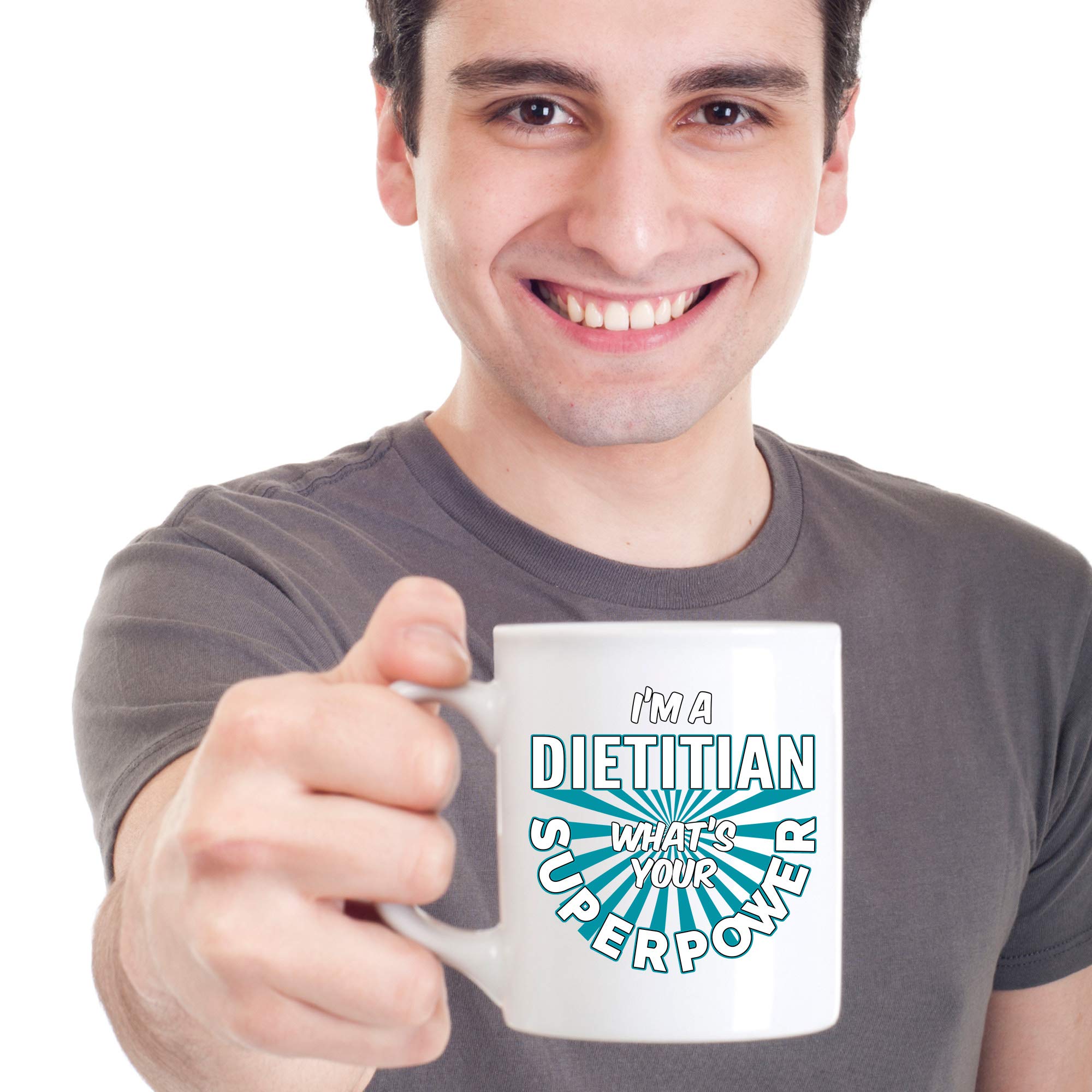 15 oz Funny Dietitian Coffee Mug - I'm A Dietitian What's Your Superpower? White Ceramic Cup Gift for Women & Men - Perfect for Office, Home & Gifts for Dietitians