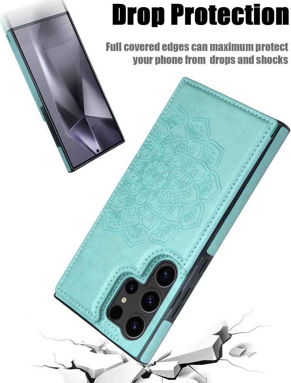 Samsung Galaxy S24 Ultra Case with Card Holder & Magnetic Flip Cover - Stylish Flower Design for Secure Protection & Convenience - Perfect for Daily Use, Travel, and Business Meetings