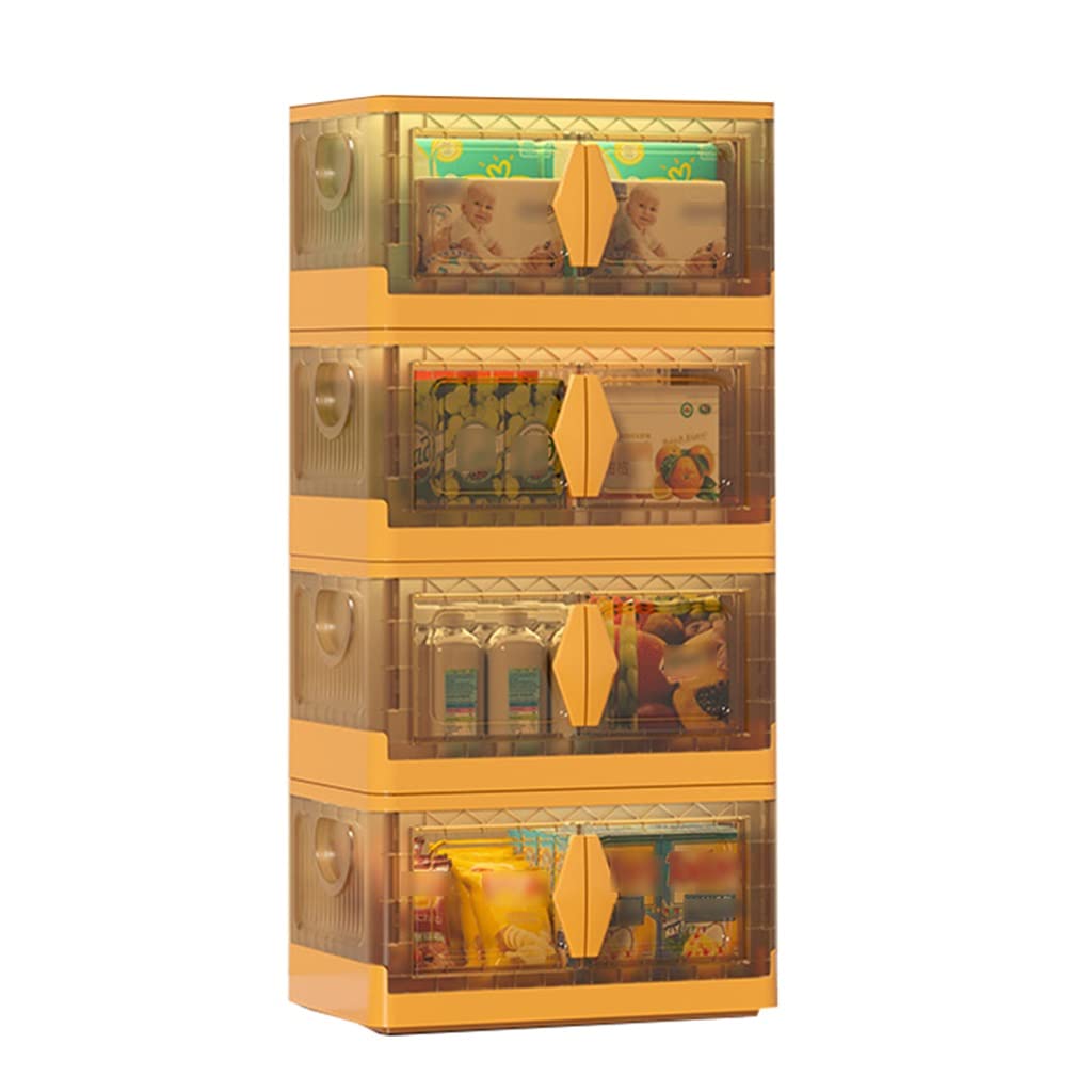 Large Acrylic Folding Storage Containers with Clear Front Window & Top Lid - 70x39x129cm Plastic Storage Box for Home Organization (Yellow Teal) - Perfect for Closet, Pantry, Office & Toy Storage