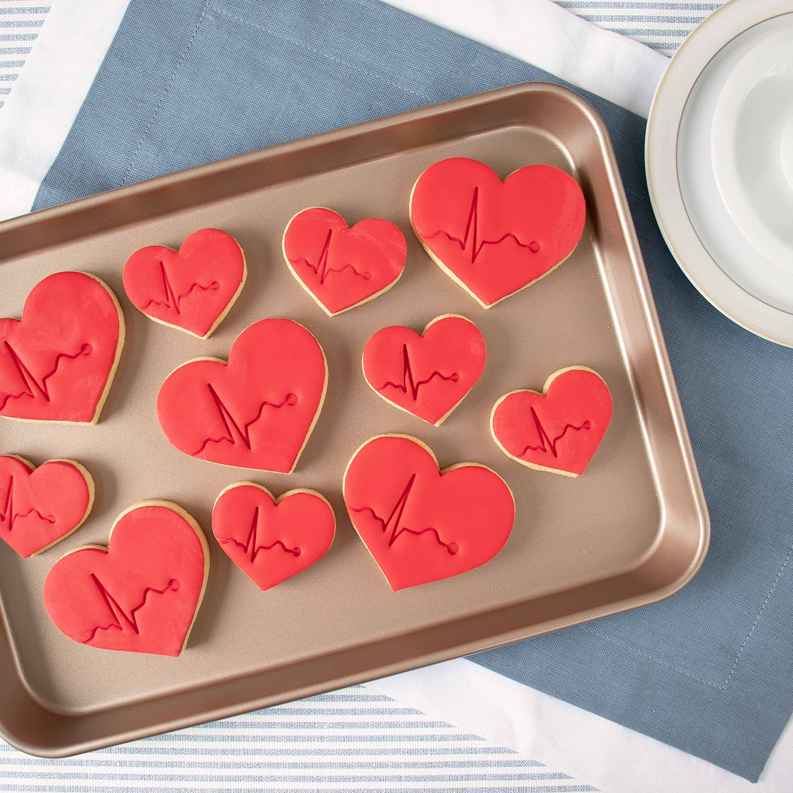 Set of 2 Stainless Steel ECG Heart Cookie Cutters - Small & Large Sizes for Baking, Cake Decorating & Medical-Themed Parties | Bakerlogy