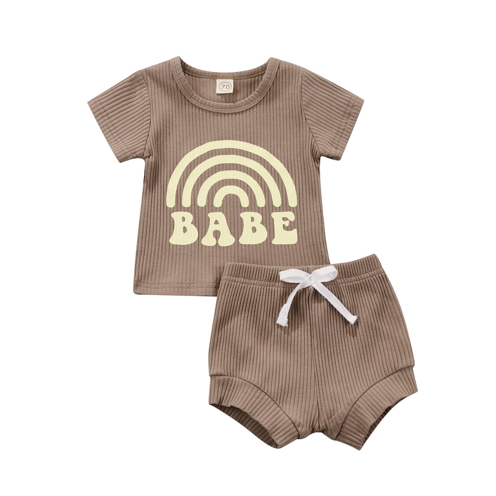 **Thorn Tree Newborn Baby Girl Clothes – Soft Cotton Romper, Headband & Shorts Set – Cute Rainbow Outfits for Summer Play & Photo Shoots**