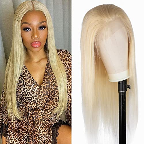 Dheridy 613 Blonde Lace Front Wig Human Hair - 16 Inch Pre Plucked 150% Density 13x4 Lace with Baby Hair | Straight Human Hair Wigs for Black Women | Natural Hairline | Perfect for Daily Wear, Cosplay & Special Occasions