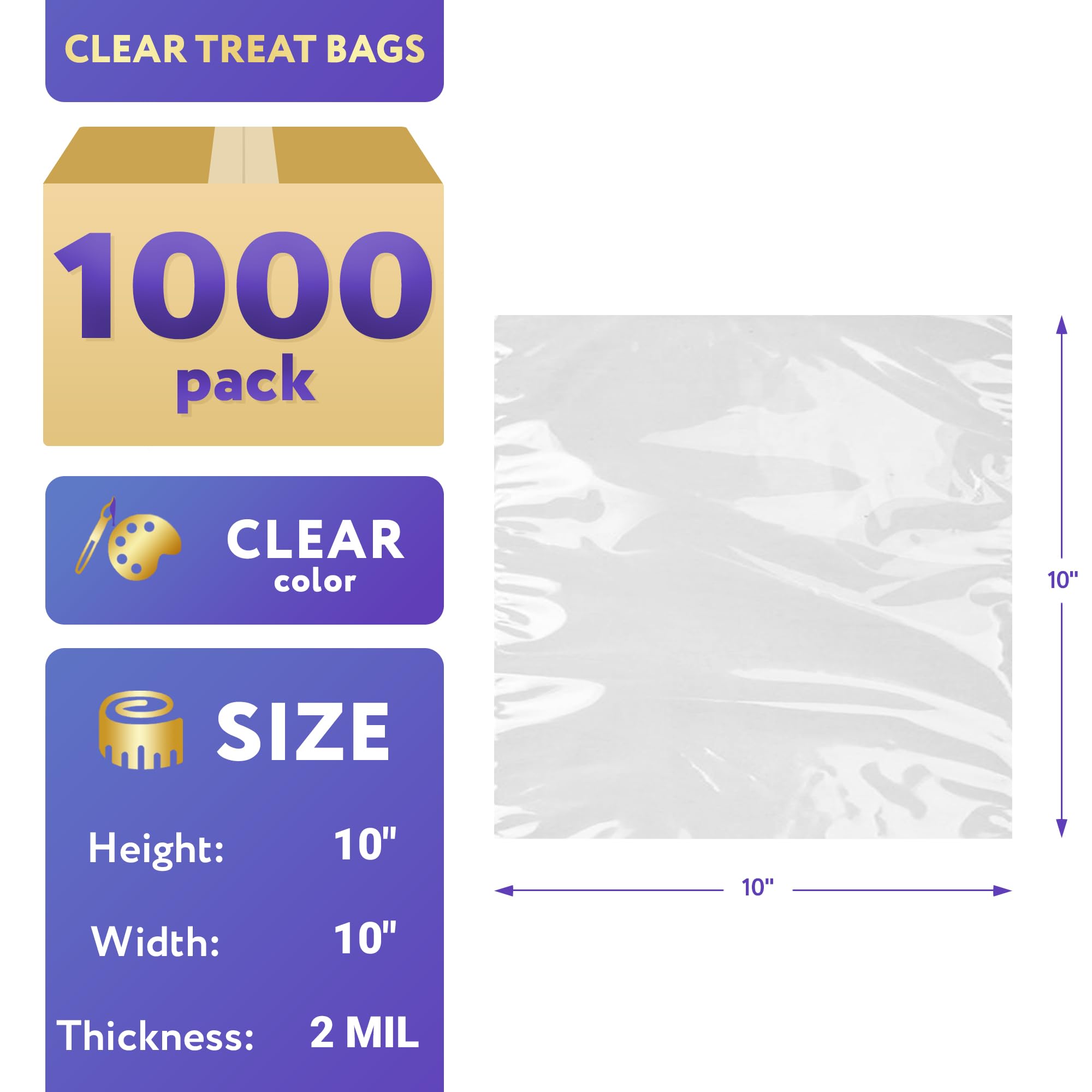 APQ 10x10 Inches Clear Poly Mailers - Pack of 1000, 2 Mil Thick Waterproof Shipping Bags with Open Top | Perfect for Small Items, Ecommerce Packaging, Jewelry, Crafts & Online Store Shipping