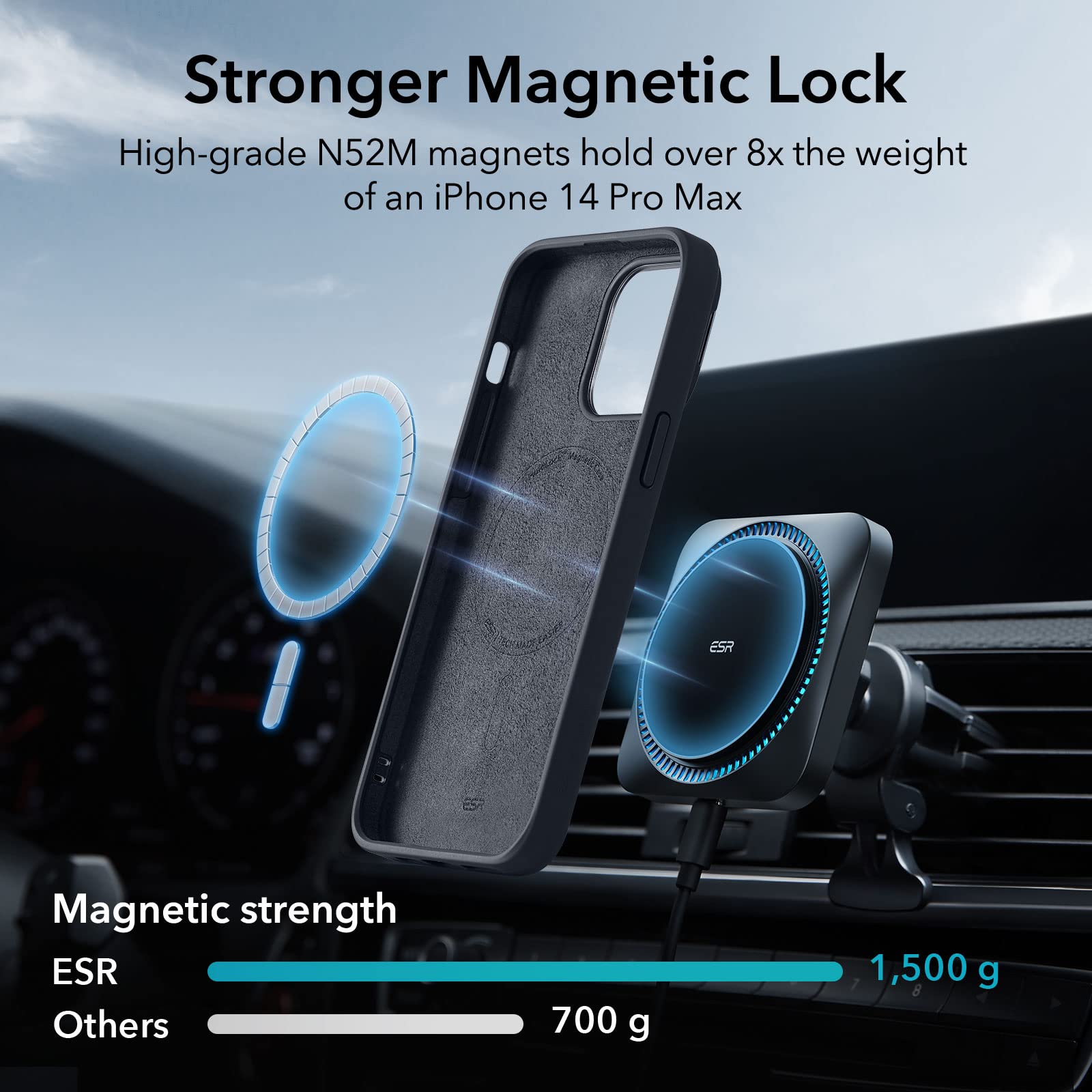 ESR MagSafe iPhone 14 Pro Max Case with Kickstand - Military-Grade Protection, Strong Magnetic Lock & Built-in Camera Stand | Perfect for Work, Travel & Hands-Free Viewing | Black