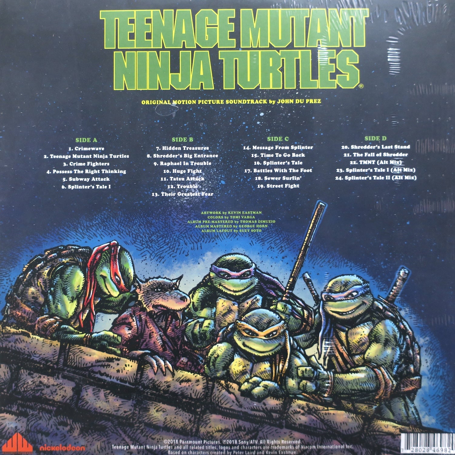 TEENAGE MUTANT NINJA TURTLES Soundtrack - Limited Edition Green & Purple Vinyl 2LP Record - Perfect for TMNT Fans & 80s Nostalgia Music Collectors