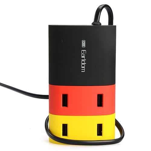 Earldom 5V 6.2A 4-Port USB Charger Hub - Fast Charging Station for iPhone, Android, iPad, Tablets & More - Perfect for Home, Office & Travel