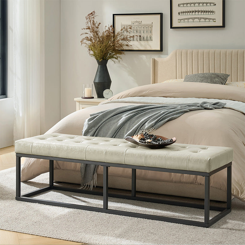 Amparo Mid Century Modern Bench with Sturdy Metal Base - Perfect for Living Room, Bedroom, or Entryway Seating
