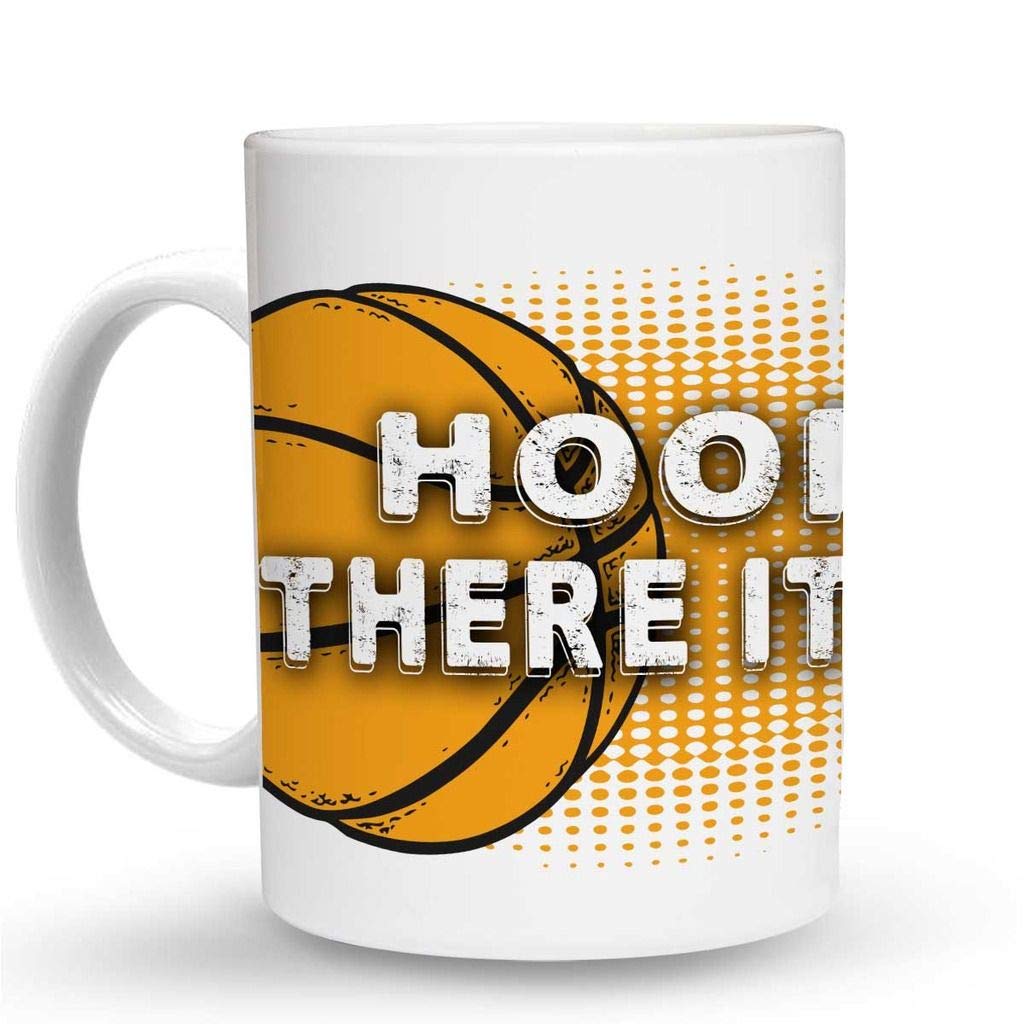 Hoop There It Is Basketball - 11 Oz Ceramic Coffee Mug for Basketball Fans - Perfect for Gameday, Office Use & Sports Gifts