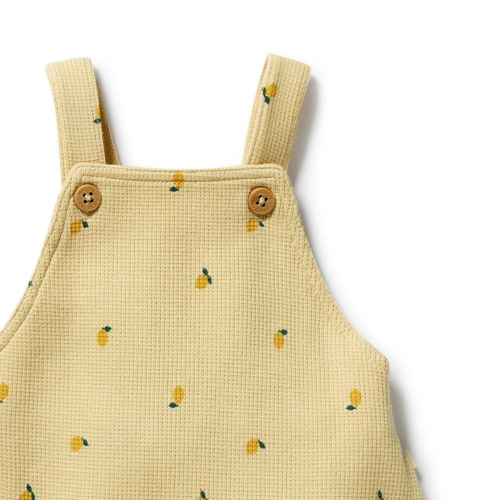 Little Lemon Organic Waffle Overall for Babies & Toddlers - Soft Cotton Romper Jumpsuit - Cute Outfit for Playtime, Photoshoots & Everyday Wear