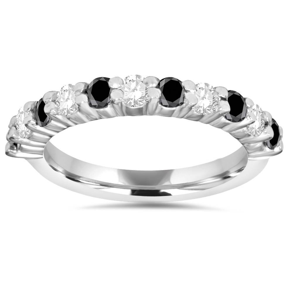 5/8 Carat Black & White Diamond Wedding Ring - 14K White Gold Engagement Band for Women, Perfect for Proposals, Anniversaries & Bridal Jewelry