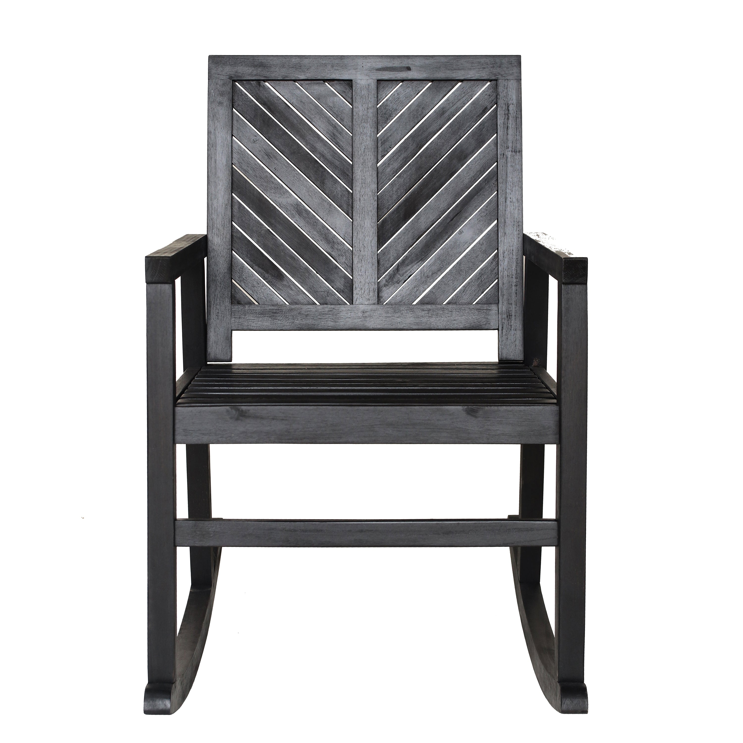 Acacia Wood Outdoor Rocking Chair with Modern Chevron Back - 300 lbs Weight Capacity - Perfect for Patio, Garden & Porch Relaxation