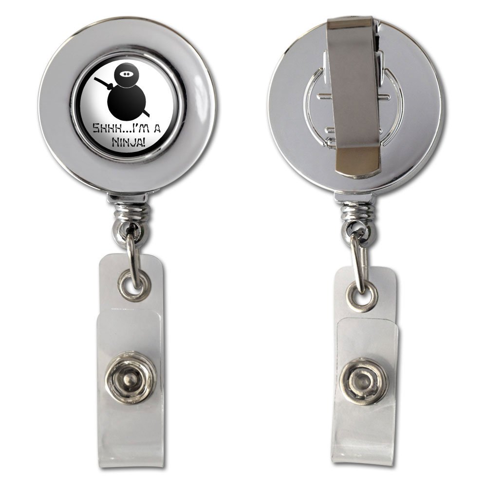 Retractable Badge Holder with Chrome Clip - Secure ID Card Reel for Work, School & Events | Durable & Stylish Ninja Design