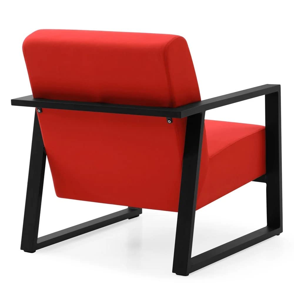 ZURI Modern Elba Outdoor Armchair with Quick-Dry Cushions & Powder-Coated Aluminum Frame - Black/Red - Patio, Garden, Poolside & Balcony Furniture for Relaxing Outdoors