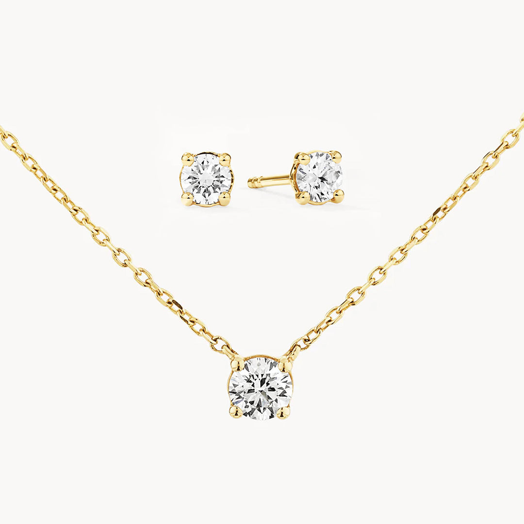 0.45ct Lab Grown Diamond Necklace & Earrings Set in 10k Gold - Perfect for Anniversary Gifts, Bridal Jewelry & Special Occasions