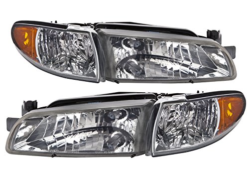 PERDE Chrome Halogen Headlights Compatible with Pontiac Grand Prix - High Performance Lens for Driver & Passenger Side - Perfect for Night Driving & Enhanced Visibility