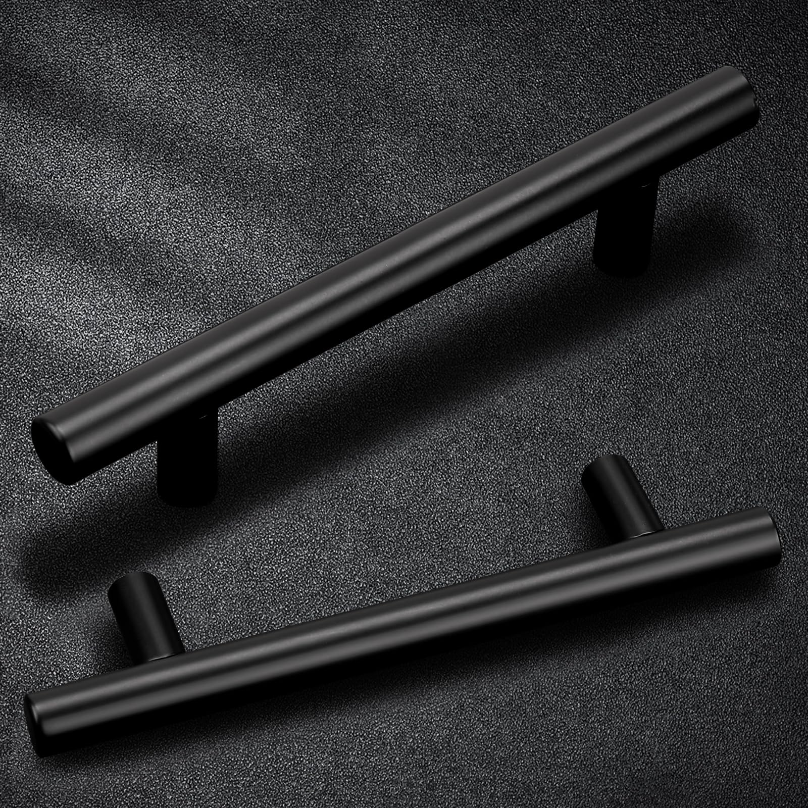 Probrico 18 Pack Flat Black Cabinet Handles - 3-3/4 Inch Hole Centers, 6 Inch Total Length | Modern T-Bar Pulls for Kitchen Cabinets, Cupboards & Dressers | Durable Hardware for Home & Office Organization