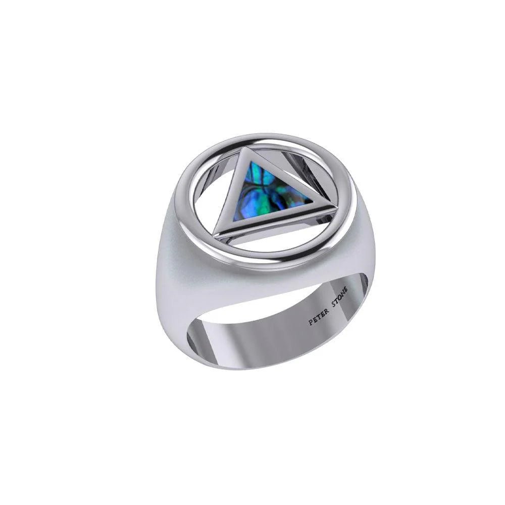 Sterling Silver Recovery Ring with Genuine Inlaid Stone - Elegant Jewelry for Addiction Recovery, Sobriety Gifts & Special Occasions - TRI2396