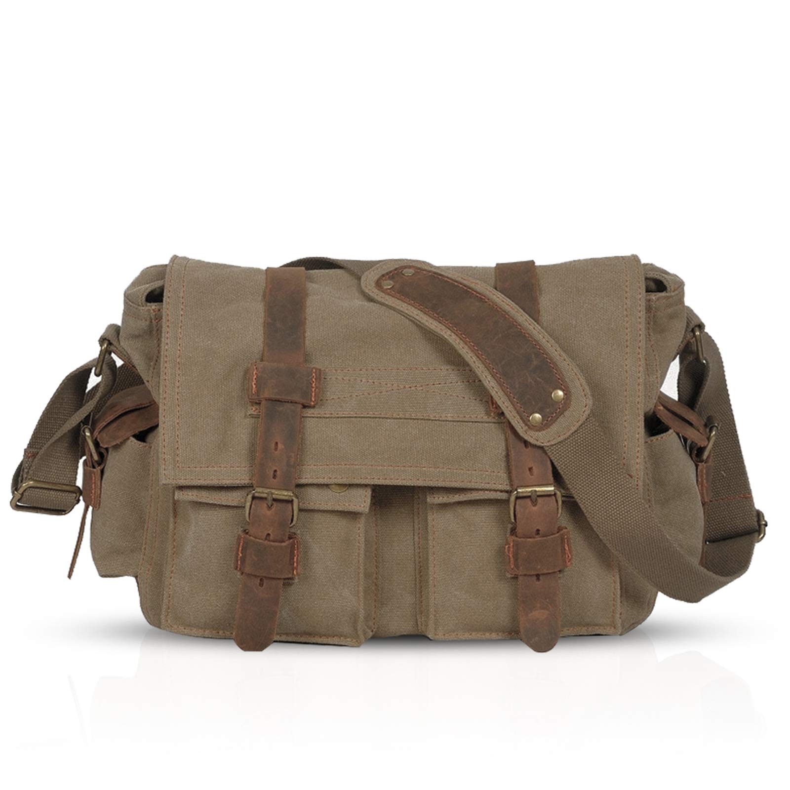 Vintage Leather Messenger Bag for Men & Women - Stylish Satchel Shoulder Bag for Work, School, Travel & Daily Use - Durable Bookbag with Adjustable Strap - Perfect for Commuting, College & Business