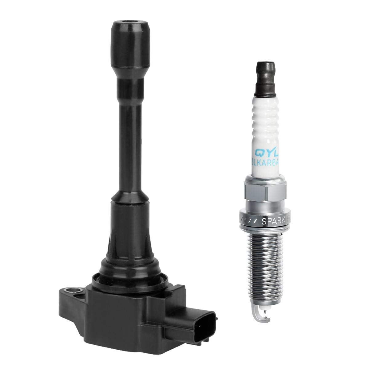QYL Set of 4 Ignition Coils UF549 & Iridium Spark Plugs 9029 - Compatible with 2007-2014 Nissan Altima, Versa, Sentra, Rogue, Cube, QX60, NV200 (2.5L, 2.0L, 1.8L, 1.6L) - High Performance Engine Replacement Parts for Smoother Acceleration & Better Fuel Efficiency