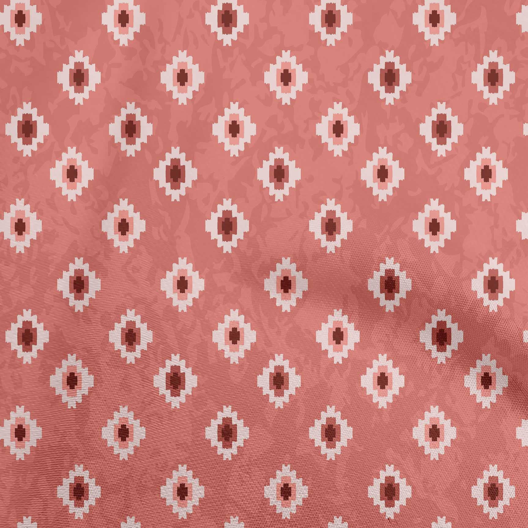Premium 100% Cotton Cambric Pink Fabric - African Aztec Print Dress Material by The Yard (56 Inch Wide) for DIY Clothing, Quilting & Home Decor Projects