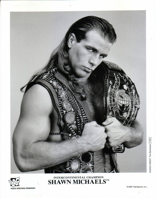 Vintage 1995 WWF IC Champion Shawn Michaels P302b Wrestling Action Figure - Rare Black & White Variant - Perfect for Collectors & Wrestling Memorabilia Displays