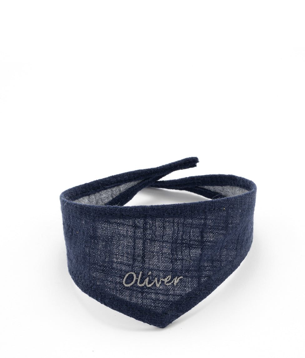 Custom Embroidered Dog Bandana - Navy Blue Personalized Pet Bandana for Small & Large Dogs - Perfect for Holidays, Birthdays & Daily Walks